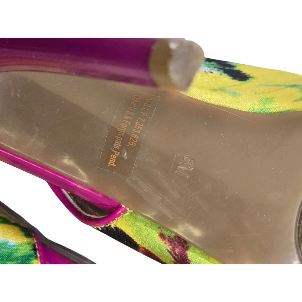 Guess GWHONDOLA Floral Peep Toe Platform Heels Pink‎ Yellow Magenta Womens 6M